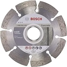 Bosch 2608602196 concrete diamond cutting disc, 115mm, 22.23mm x 1.6mm x 10mm, silver/grey