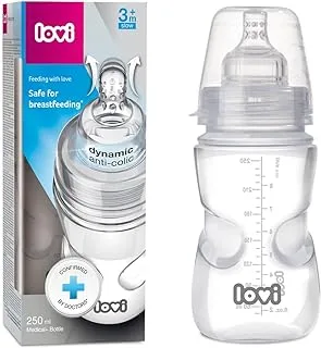 LOVI Anti-Colic Baby Feeding Bottle with Dynamic Teat | 250 ml | Super Air Vent System | Protects The Sucking Reflex | Medically Tested