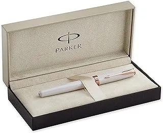 Parker S0947370 Sonnet Fountain Pen, Pearl Lacquer with Pink Gold-Plated Trim, Medium Nib