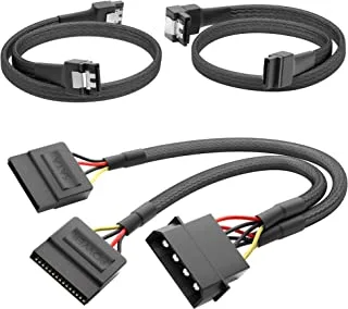 KabelDirekt 818 0.6m 30cm 4-pin Molex to 2 x 15-pin SATA power cable + 60cm 7-pin 3 data 6 Gbit/s 90 ° angled black