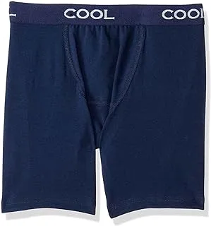 Cool Plain Elastic Waist Front Logo Boxers for Men - Navy, S