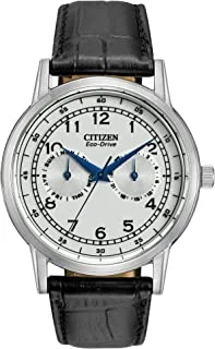 Citizen Watch for Men, Japanese Quartz Movement, Analog Display, Black Faux Leather Strap-AO9000-06B