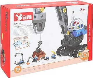 Dubie Tech Machines Large Crane 5 in 1 - Includes 38 Pieces and 5 Learning Cards