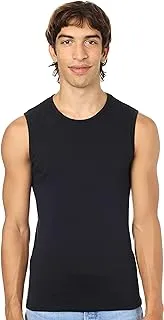 Cool plain sleeveless round neck t-shirt for men - black, s