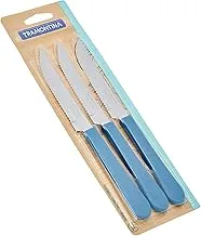 Conjunto facas churrasco inox 3pcs leme azul tramontina