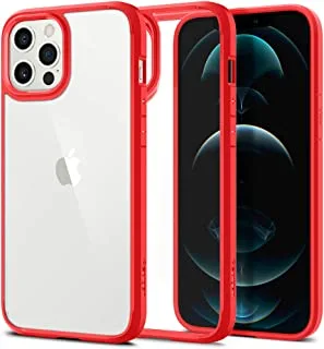 Spigen ultra hybrid case for iphone 12 pro max - clear & red