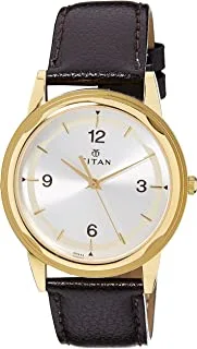 Titan Watch for Men, Quartz Movement, Analog Display, Black Leather Strap-NL1638YL01