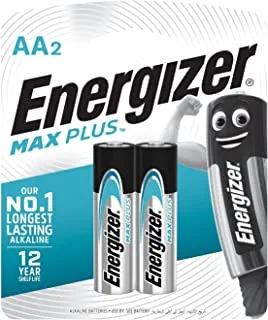 Energizer Max Plus Battery, Size AA, 1.5V, Pack of 2 Blister Card - 2 حجر تيتنيوم قلم