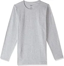 Cool Plain Long Sleeves Round Neck Undershirt for Men - Heather Light Grey, L