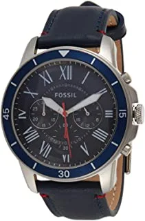 Fossil Men'S Blue Dial Leather Band Watch Fs5373, Analog