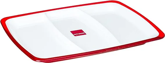 Omada SQUARE Acrylic Divided Serving Plate, 28 x 20.5 cm - Red