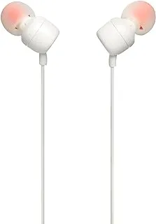 JBL T110 wired in-Ear Headphones Headset With a stunning user friendly design and Pure Bass sound, one button remote with microphone, tangle-free flat cable - white