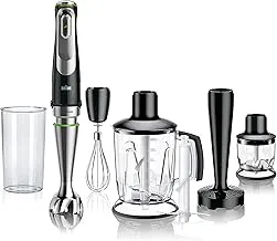 Braun MultiQuick 9 MQ Hand Blender-with activ powerDrive and splash control,blender,chopper with whisk,1200 watt,black/stainless steel Model : ‎MQ 9147X - International warranty