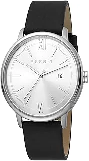 ESPRIT Watch for Men, Quartz Movement, Analog Display, Black Leather Strap-ES1G181L0015