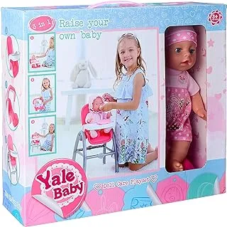 Drink and Wet Doll with Dinner Chair, 5 Pieces - Multi Color