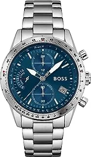 Hugo Boss Stainless Steel Band Chronograph Analog Watch for Men - Silver and Navy