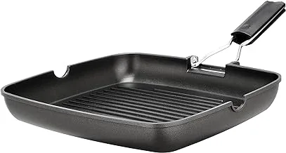 Illa wellness grill pan with foldable hand - black