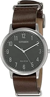 Citizen Dress Watch for Men, Quartz Movement, Analog Display, Brown Leather Strap-BJ6501-01E