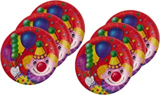 Party clown print paper party plates set, 9 inch, 863145/6 multi color set of 6