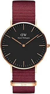 Daniel Wellington Classic Watch Unisex , Quartz Movement, Analog Display, Red Nylon Strap-DW00100273