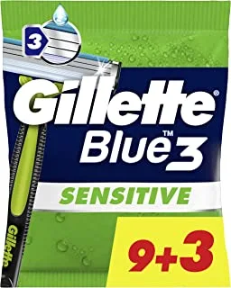 Gillette blue3 sensitive men's disposable razors : 9+3 razors