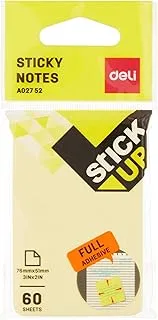 deli A02752 multi size EA02752 Full Adhesive Sticky Notes, 76 x 51mm (100 Piece), Yellow