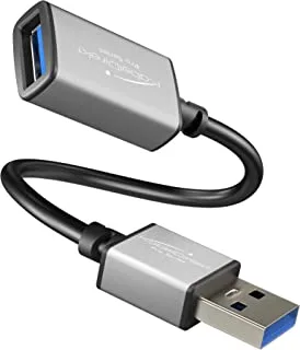 KabelDirekt - كابل تمديد USB A 3.0 - 0.15 متر - (موصل USB A إلى موصل أنثى USB A ، مناسب لجميع منافذ USB A ، أسود / رمادي فضاء) - سلسلة PRO