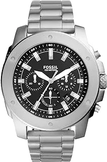 Fossil Watch for Men, Quartz Movement, Analog Display, Silver Stainless Steel Strap-FS5716