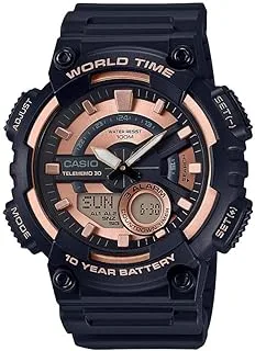 Casio Men's Rose Gold Dial Resin Band Watch - AEQ-110W-1A3VDF