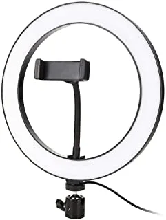 Plastic Ring Light With Four Modes And USB Cable For Mobile 26 CM - Black