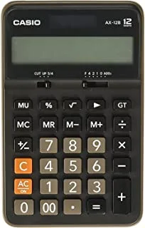 Casio AX-12B 12 رقمًا كبير جدًا LCD آلة حاسبة إلكترونية مفاتيح بلاستيكية ترميز٪ أسود ax-12b