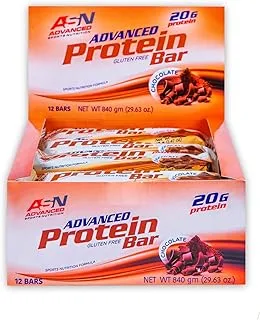 Advanced Sports Nutrition (ASN) | Advanced Protein Bar | Chocolate | 12 Bars | 20g Protein | Whey Protein | Milk Protein | Soy Protein | Low Carb | Low Sugar | Zero Fat | Gluten-Free