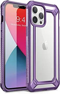 Supcase unicorn beetle exo series case for iphone 12 pro max (2020 release) 6.7 inch, premium hybrid protective clear bumper case (purple)