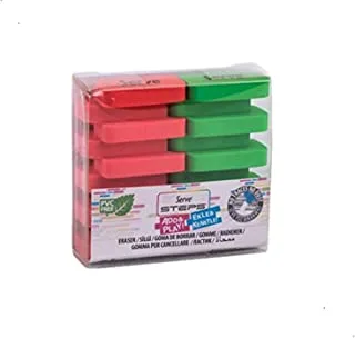 Serve SSV-STEPSSGP2FKFY STEPS Eraser, Set of 2 - Green and Pink