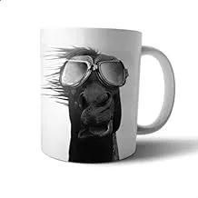 Ceramic Horse with Sun Glasses Print Mug - Multi Color