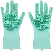 1Pair Magic Silicone Rubbe Dish Washing Gloves skin-Friendly Scrubber Cleaning For Multipurpose Kitchen Bed Bathroom