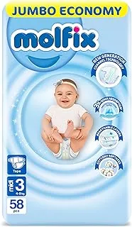 Molfix - Baby Diapers - Jumbo Pack - Midi Size 3 - 58 Pieces