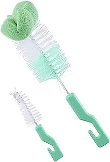 Little Fish Baby Bottle and Teat Brushes Set 2 Pieces - Green and White