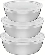 Tramontina set of 3 stainless steel 3 bowls with lid, dishwasher safe