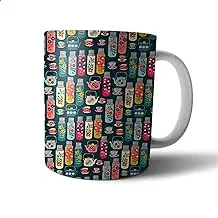 Ceramic Bottles and Cups Print Mug - Multi Color