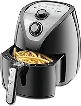 Black Decker Air Fryer with Rapid Air Covection Technology, 2.5 Liter, 800 g - Black and Silver - 220V supply voltage and 50Hz- 1 Year Warranty