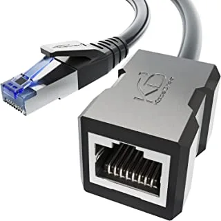 KabelDirekt - 0.25 م - كبل تمديد LAN & Ethernet (موصل RJ45 أنثى / موصل ذكر ، يمد كبلات الشبكة بسرعة نقل بيانات كاملة - CAT 7 ، 10 جيجابت / ثانية ، حماية SF / FTP ، أسود)