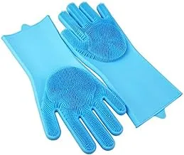 Heat Resistant Non-slip Waterproof Durable Silicone Dishwashing Gloves blue color