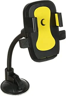 Car Phone Holder JS-011 2in1 for Dashboard/Windshield with 360° Rotation, Arms Height adjustable Stable fits all smartphones - Yellow