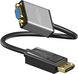 KabelDirekt 1116 0.15m DisplayPort DP to VGA adapter (maximum resolution 1920 x 1200/60Hz, suitable for all graphics cards with a output connecting beamers or monitors input) black