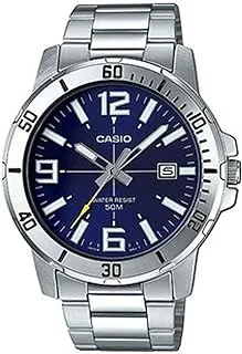 Casio Men's Blue Dial Stainless Steel Band Watch - MTP-VD01D-2BVUDF