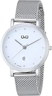 Q&Q Watch for Men, Quartz Movement, Analog Display, Silver Stainless Steel Strap-A419J201Y