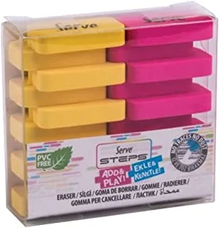 Serve SV-STEPSSGP2FSFP STEPS Eraser, Set of 2 - Yellow and Fuchsia