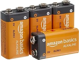 Amazon Basics 4-Pack 9 Volt Alkaline Performance All-Purpose Batteries, 5-Year Shelf Life, Packaging May Vary