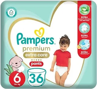 Pampers Premium Extra Care Pants, Size 6, 16+, with lotion with aloe vera, 36 diapers. (Pack may vary)